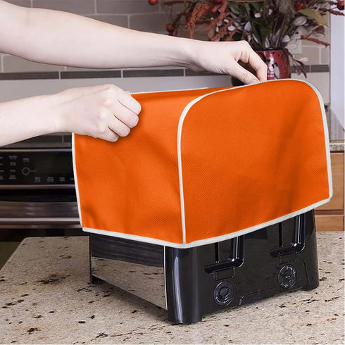 Orange Toaster Dust Cover Washable Polyester 2 Slice Toaster,Kitchen Small Appliance Covers, Toaster Cover Fit for Most Standard 2 & 4 Slice Toast...