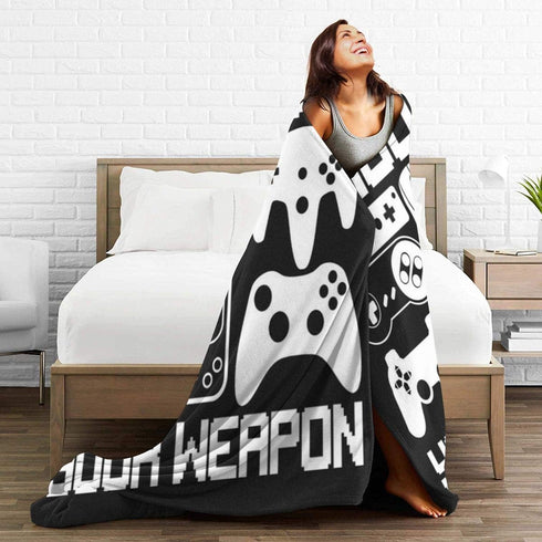 Your Weapon Gamer Gaming Gifts Blankets Ultra Soft Flannel Throw Blankets for Living Room Decor Bedroom Couch Sofa Chair Office Car 50"x40"...