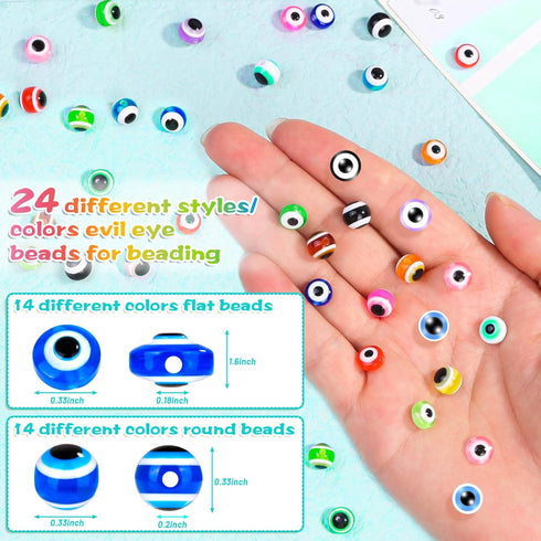 28 Styles Evil Eye Beads Bracelets Kit, Shynek Evil Eye Beads for Bracelets, Evil Eye Charms for Jewelry Making(8mm)...