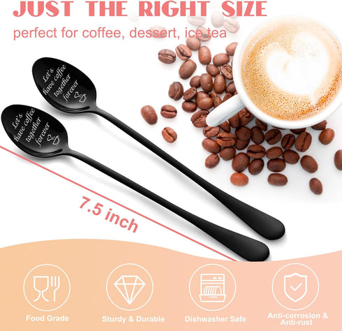 Anniversary Wedding Engagement Gifts for Couple - Couple Gifts Personalized Gift Lets Have Coffee Together Forever Spoon, Birthday Christmas Valen...