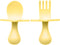 Elli&Nooli Toddler Silverware Set - 2-Piece Yellow Silicone Baby Feeding Utensils - Self-Feeding with Star-Shaped Choke Barrier - Gentle on Gums -...
