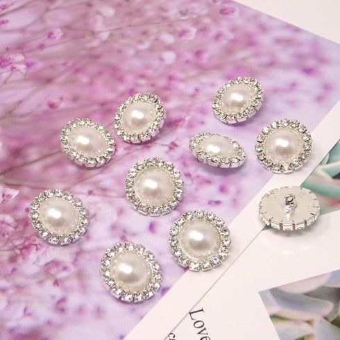 Honbay 10PCS 20mm Round Rhinestone Faux Pearl Buttons Embellishments - Sew on...