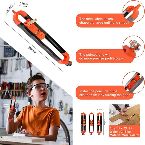 Contour Gauge Scribe Tool,Baowox Precise Profile Gauge Tool with Lock for Pencil Woodworking Edge Corner Measuring Profile Duplicator...