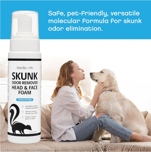NonScents Skunk Odor Remover Head & Face Foam – Easily Eliminate Skunk Odor from Pets, Carpets, Clothing, Ready-to-Use for Dogs, Cats, Home, Carpe...