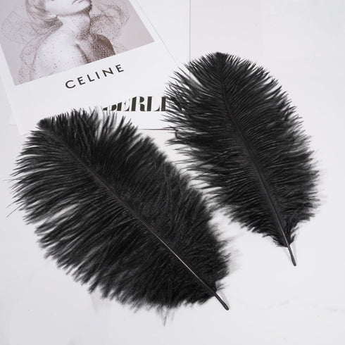 Shekyeon Black 10-12inch 25-30cm Ostrich Feather Home Decoration DIY Craft Pack of 10...