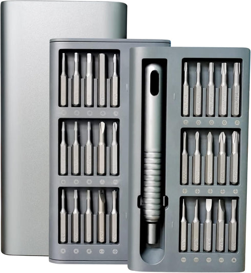 Portable 31in1 Precision Screwdriver Kit with Magnetic Screw Holders and 30 pcs S2 Steel Bits for Smartphone Watch Laptops Eyeglasses iPad Compute...