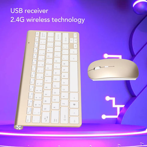 Keyboard mouse set, 2.4G, 78 keys, USB thin etched keycaps, mute, ergonomic design, QWERTY, for PC, laptop(luxury golden)...
