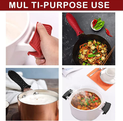 3 Pack Cast Iron Skillet Handle Cover, Silicone Pot Handle Sleeve Heat Resistant for Frying Pans & Griddles Sleeve Grip Handle Cover,Pan Lids Dutc...