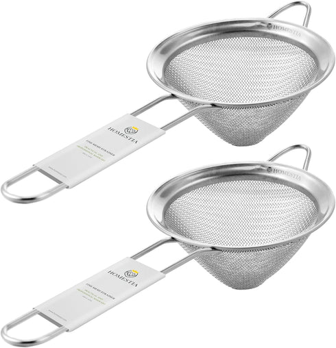 Homestia 2 Piece 3.3" Fine Mesh Strainer for Kitchen, 304 Stainless Steel Cocktail Sieve Sifters for Food, Liquid Strainer for Drinks, Tea, Coffee...