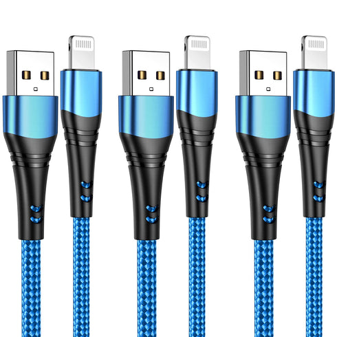 Apple MFi Certified 3 Pack iPhone Charger 10ft, Long Lightning Cable Durable Nylon Braided iPhone Charging Cable 10 Foot, Fast iPhone Cord for iPh...