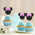 Mouse Cupcake Toppers Black and Pink Mouse Inspired Cupcake Toppers with Bow Glitter Mouse Cupcake Picks Baby Shower Wedding Kids Birthday Party C...