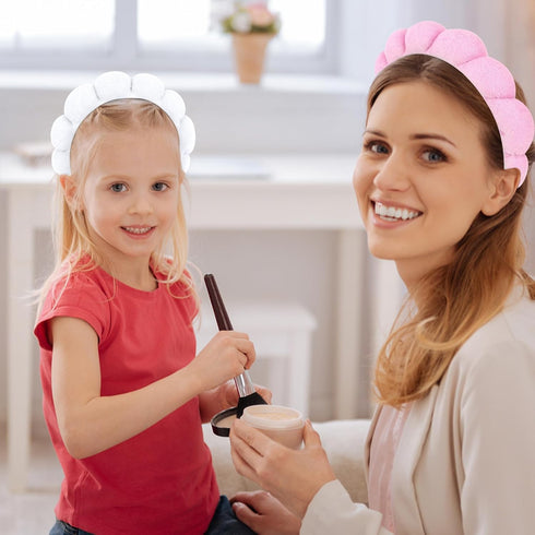 2 PCS Puffy Spa Headband for Women Sponge Headbands for Girls Terry Towel Cloth Fabric Head Band for Skincare,Makeup Removal,Face Washing,Facial M...