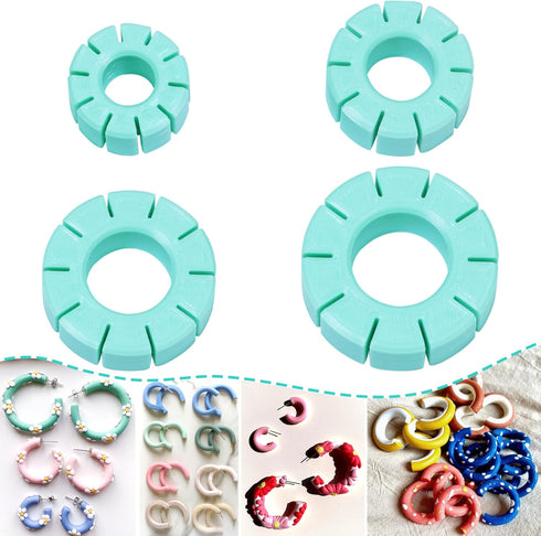 TAINSKY 4 Pcs Polymer Clay Hoop Guide, Polymer Clay Cutters for Polymer Clay Jewelry Making, Plastic Hoop Earring Maker Guide for Polymer Clay Ear...