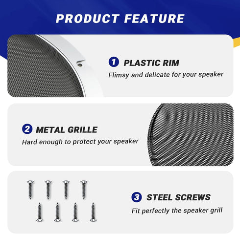 8'' Speaker Grill Cover 2 Packs 8 Inches Steel Mesh Speaker Subwoofer Grille Grill with 8 Screws- Silver...