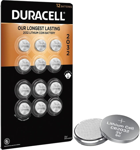 Duracell CR2032 3V Lithium Battery, Child Safety Features, 12 Count Pack, Lithium Coin Battery for Key Fob, Car Remote, Glucose Monitor, CR Lithiu...