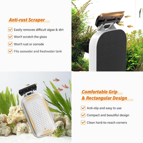 Mini Strong Magnetic Aquarium Fish Tank Glass Cleaner - Double Side Floating Aquarium Magnetic Brush, Algae Scrapers Cleaning Tools for 1/4 Inch T...