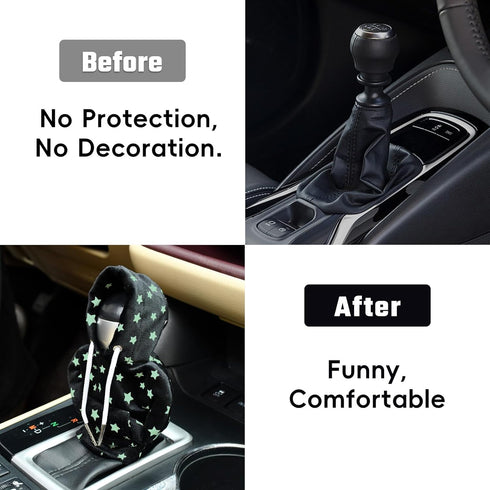 Gear Stick Hoodie Mini Sweater Hoodie Gear Shift Hoodie Upgrade Star Glow in the Dark Shift Knob Cover Universal Funny Car Shifter Cover, Black, T...