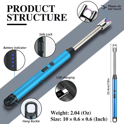 Plasma Candle Lighter Rechargeable USB C Electric Lighter Windproof Flameless Arc Lighter Long Electronic Lighter BBQ Grill lighter with Dual Safe...
