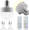KMU Rechargeable Battery Operated Light Bulb 2 Pack E26 Battery Powered Light Bulb with 2 Remote Control, WRGB 15 Colors LED Light Bulb for Non Ha...