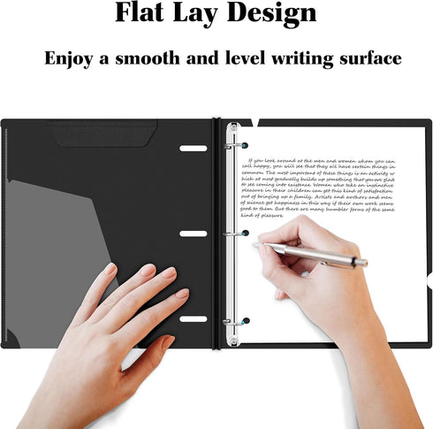 1 Inch Telescoping 3 Ring Binder - 1PCS-Black, Flexible Binders with Customizable Front Cover and Clear Catalog Pocket, 1 Inch Rings, 225 Sheet Ca...