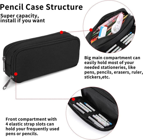 Della Gao Pencil Case Large Capacity Pencil Pouch Aesthetic Pencil Box for Office Stationery Organizer, Simple Sturdy Multifunctional Pencil Bag f...