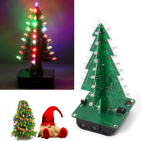 Adeept Colorful 3D Xmas Christmas Tree Led DIY Kits, 7 Color Flash RGB LED Circuit Electronic Assemble Funny Kits, STEM Project PCB Board for Stud...