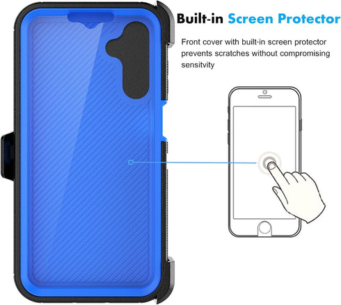 Njjex Rugged Case for Samsung Galaxy A15 5G, for Galaxy A15 5G Case with Belt Clip Holster, Built-in Screen Protector Heavy Duty Shockproof Lockin...