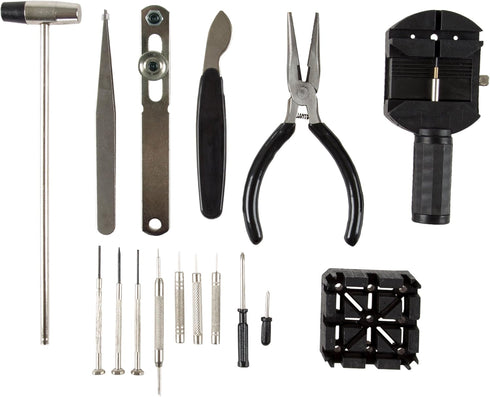 16-Piece Watch Repair Kit - DIY Tool Set for Repairing Watches Includes Screwdrivers, Spring Bar Remover, Tweezers, Link Remover, and More by Stal...