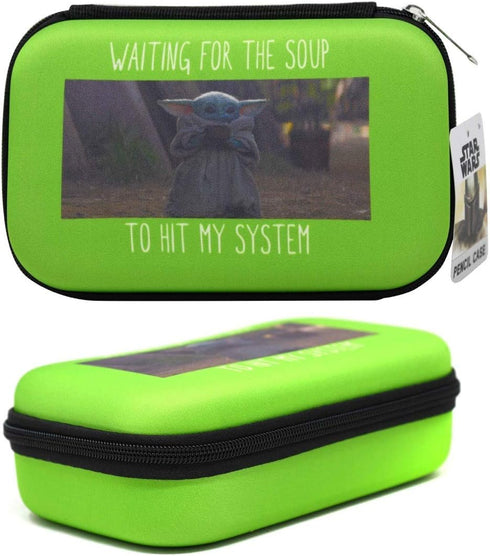 The Child Star Wars Molded EVA Green Pencil Case Holder with Zipper - Sturdy Hard Shell Case, Zipper Storage for Stationery Items, School Supplies...