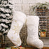 Comfy Hour Let It Snow Collection 18"x11" Christmas Winter Snowflake Stocking, Soft Plush Velvet Snowflake Embroidery Stocking, White and Gold, Po...