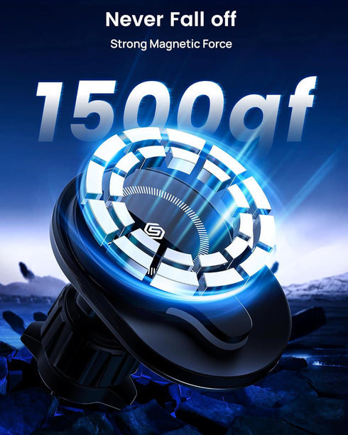 Magnetic Wireless Car Charger, 15W Fast Charging Phone Holder for Mag-Safe Car Mount, 360° Rotation Car Phone Holder Air Vent Compatible with iPho...