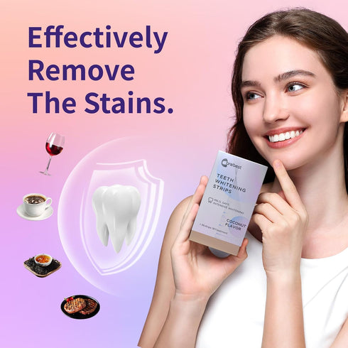 Coconut Whitening Strips,Enamel Safe Non-Slip Whitening Strips for Sensitive Teeth,18 Treatments Teeth Whitening Kit...