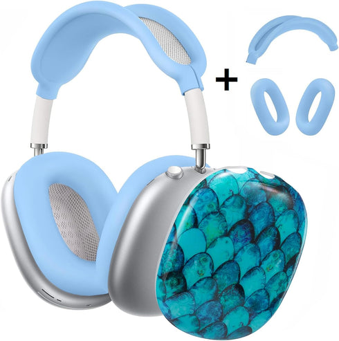 for Cute Glitter Airpods Max Case with Cleaner Kit, Anti-Scratch Shell Pattern Ear Pad Case Cover/Ear Cups Cover/Headband Cover for AirPods Max Co...