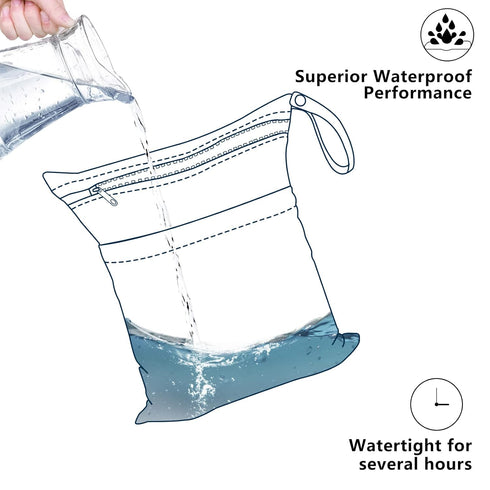ALVABABY 2pcs Superior Waterproof Wet Dry Bags,Reusable Two Zippered Pockets, baby cloth diaper wet bags,Travel,Beach,Pool,Daycare,Soiled Items,Yo...