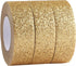 GORGECRAFT 3 Rolls 16.4 Yard x 0.6 Inch Glitter Adhesive Tape Foil Masking Tapes Gold Washi Paper Stick for DIY Scrapbook Decorative Adhesive Tape...