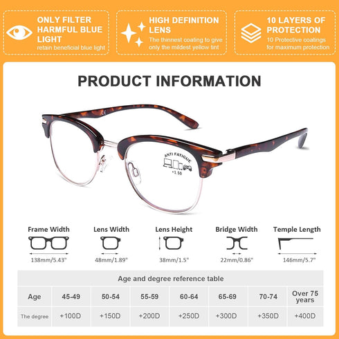 DOOViC 4 Pack Blue Light Blocking Reading Glasses Anti Eyestrain Fashion Classic Style Spring Hinge Computer Readers for Women Men 1.50 Strength...