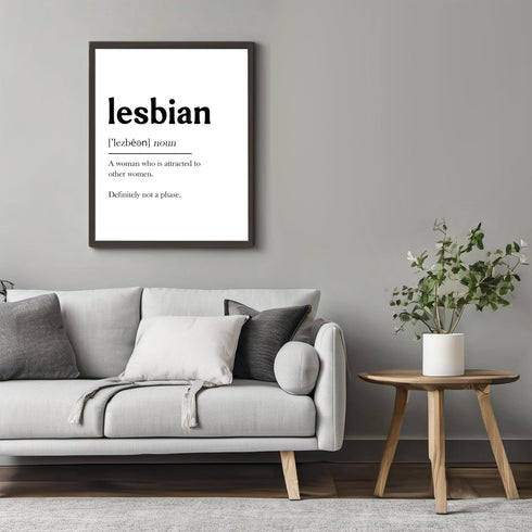 Posterizer 1 pcs-funny definition of lesbian-it's not a phase-Gay & LGBTQ Art-Comedy Art-Gift for LGBTQ, Queer, Gay, Bi, Lesbian- UNFRAMED Wall Ar...