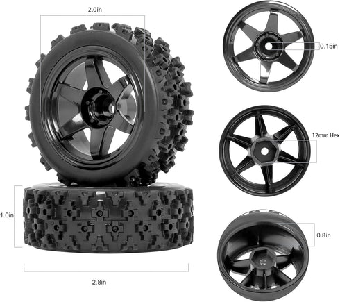 RC Station 12mm Hex RC Wheels and Tires 1/12 1/14 1/16 1/18 RC Off Road Buggy Rally Wheels and Tires for Traxxas LaTrax Rally Wltoys 144001 124019...