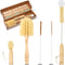 Bottle and Straw Brush Cleaning Set - Ergonomic & Plastic Free Bamboo Bottle Brush, All in One Bottle Cleaning Set, Sturdy Eco Friendly Water Bott...