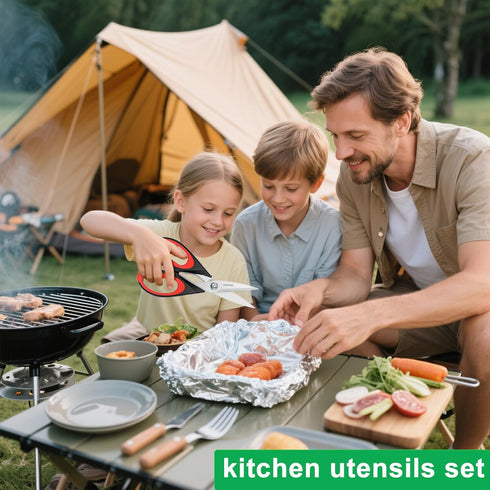 iBayam Kitchen Scissors All Purpose Heavy Duty, Kitchen Utensils Set, Stainless Steel Cooking Utensils Gadgets, Meat Poultry Food Shears Dishwashe...