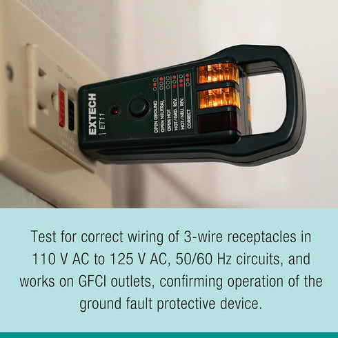 Extech ET11 GFCI Receptacle Tester...