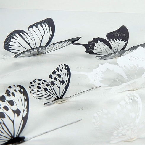 Butterfly Wall Stickers Decal, 36 PCS 3D Black and White Butterfly Stickers with Adhesive,Qyeaber Crystal Butterflies, Removable Art Mural for Bab...