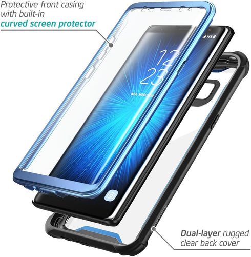 i-Blason Case for Galaxy Note 8 2017 Release, Ares Series Full-body Rugged Clear Bumper Case with Built-in Screen Protector (Black/Blue)...