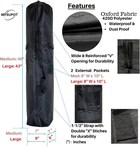 43"x9"x9" (Black, L) Replacement Bag for Folding Camping Chair, Portable Camp Chair, Hammock, Yoga Mat, Umbrella, Tents, Tripods, Fishing Poles - ...