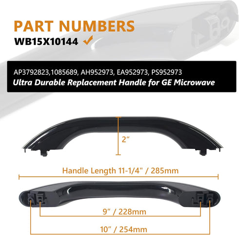 WB15X10144 Microwave Door Handle Black Compatible with GE Microwaves Replaces AP3792823,1085689, AH952973 Oven Replacement Parts Kitchen Appliance...