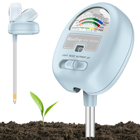 ?Upgraded ? 4-in-1 Soil Moisture Meter, Soil Ph Meter, Soil Tester for Moisture, Light,Nutrients, pH,Soil Ph Test Kit, Great for Garden, Lawn, Far...