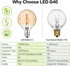 Low Light Bulbs Warm Light,G40 Amber led bulb,1 Watt Equivalent to 10W,50LM,2200K Ultra White,E12 LED Globe Bulbs decorative light Indoor Outdoor ...