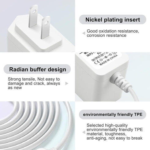 Replacement 5V2A Hello Baby Monitor Charger Adapter for HelloBaby HB66, HB50, HB30, HB6550, HB65, HB65RX, HB65TX Baby Camera Monitor K05S050100U P...