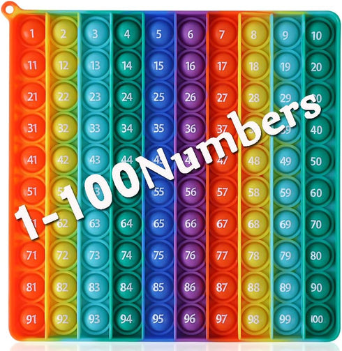 Math Toys P0p with Numbers, Kingmall 1-100 POP Rainbow Square Fidgett Ttoy 100bubbles Learning Tool for Teachers to Create Kinds of Math Manipulat...
