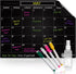 Black Magnetic Calendar for Refrigerator - Dry Erase Calendar for Fridge – For Family, Kids, Workout, Menu Planner – 12 x 16in - Includes 4 Marker...